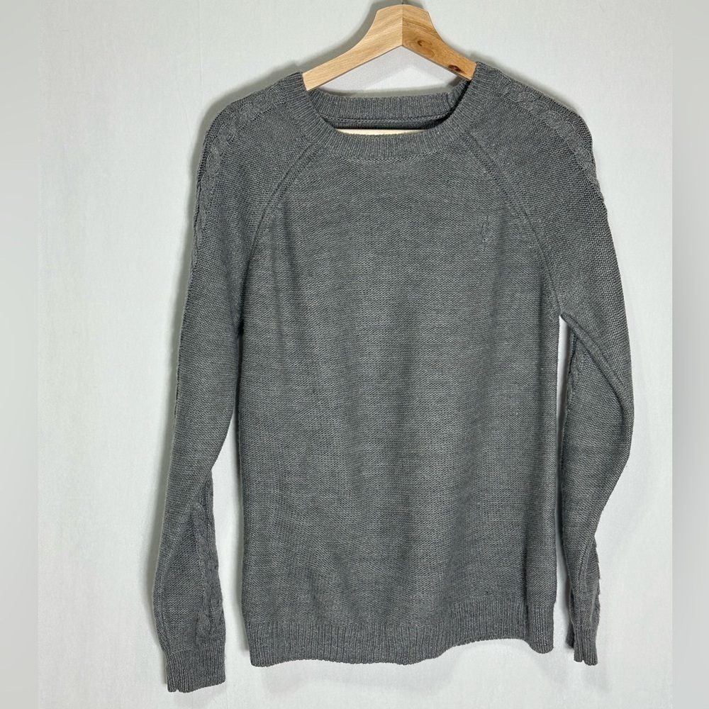 Obey Propaganda‎ Womens Gray Cable Knit Raglan Sleeve Crewneck Sweater Size S